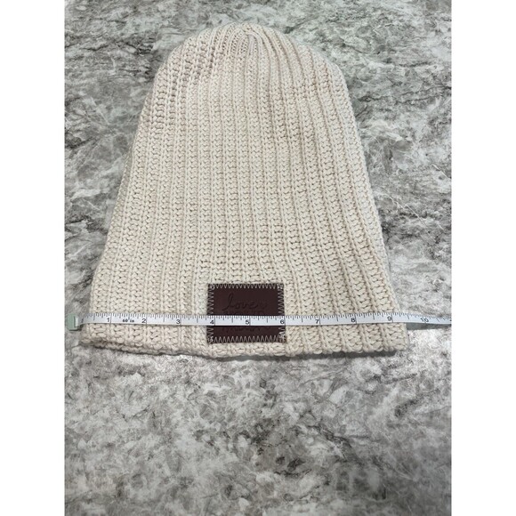 Love Your Melon Beanie Slouch Style Winter Hat Cap Knit Ivory White OSFM Cotton - Picture 5 of 6